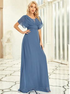 Color=Dusty Navy | Women'S A-Line Pretty Empire Waist Maxi Evening Dresses Ep07851-Dusty Navy 4