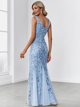 Load image into Gallery viewer, Color=Sky Blue | Classic Fishtail Sequin Wholesale Evening Dresses for Women EP07886-Sky Blue 2