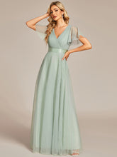 Load image into Gallery viewer, Color=Mint Green | Women&#39;s Pretty V-Neck A-Line Floor-Length Wholesale Bridesmaid Dresses EP07962-Mint Green 