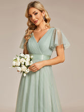 Load image into Gallery viewer, Color=Mint Green | Women&#39;s Pretty V-Neck A-Line Floor-Length Wholesale Bridesmaid Dresses EP07962-Mint Green 