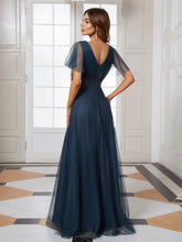 Load image into Gallery viewer, Color=Navy Blue | Women&#39;s V-Neck A-Line Floor-Length Wholesale Bridesmaid Dresses EP07962-Navy Blue 15
