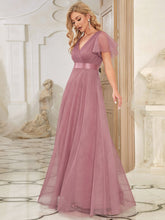 Load image into Gallery viewer, Color=Orchid | Women&#39;s pretty V-Neck A-Line Floor-Length Wholesale Bridesmaid Dresses-Orchid 3