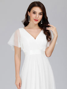 Color=White | Women's V-Neck A-Line Floor-Length Wholesale Bridesmaid Dresses EP07962-White 