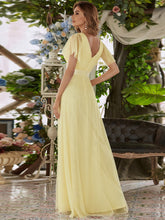 Load image into Gallery viewer, Color=Yellow | Women&#39;s V-Neck A-Line Floor-Length Wholesale Bridesmaid Dresses EP07962-Yellow 