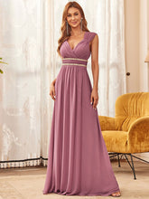 Load image into Gallery viewer, Plus Size V-Neck Empire Waist Wholesale Evening Dresses EP08697