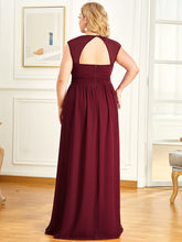 Load image into Gallery viewer, Color=Burgundy | Sleeveless Floor Length V Neck Wholesale Bridesmaid dresses-Burgundy 2