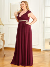 Load image into Gallery viewer, Color=Burgundy | Sleeveless Floor Length V Neck Wholesale Bridesmaid dresses-Burgundy 3