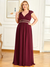Load image into Gallery viewer, Color=Burgundy | Sleeveless Floor Length V Neck Wholesale Bridesmaid dresses-Burgundy 4