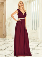 Load image into Gallery viewer, Color=Burgundy | Sleeveless Floor Length V Neck Wholesale Bridesmaid dresses-Burgundy 7