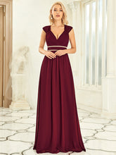 Load image into Gallery viewer, Color=Burgundy | Sleeveless Floor Length V Neck Wholesale Bridesmaid dresses-Burgundy 8