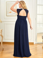 Load image into Gallery viewer, Color=Navy Blue | Sleeveless Floor Length V Neck Wholesale Bridesmaid dresses-Navy Blue 2