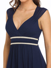 Load image into Gallery viewer, Color=Navy Blue | Sleeveless Floor Length V Neck Wholesale Bridesmaid dresses-Navy Blue 5
