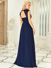 Load image into Gallery viewer, Color=Navy Blue | Sleeveless Floor Length V Neck Wholesale Bridesmaid dresses-Navy Blue 2