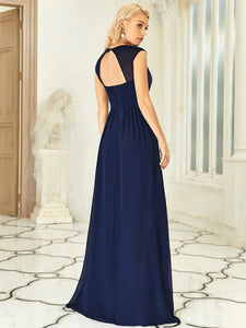 Color=Navy Blue | Sleeveless Floor Length V Neck Wholesale Bridesmaid dresses-Navy Blue 2