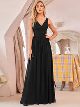 Load image into Gallery viewer, Color=Black | Double V-Neck Elegant Maxi Long Wholesale Evening Dresses-Black 4