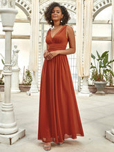 Load image into Gallery viewer, Color=Burnt Orange | Double V-Neck Elegant Maxi Long Wholesale Evening Dresses-Burnt Orange 5