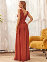 Load image into Gallery viewer, Color=Burnt Orange | Double V-Neck Elegant Maxi Long Wholesale Evening Dresses-Burnt Orange 3
