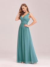 Load image into Gallery viewer, COLOR=Dusty Blue | Sleeveless V-Neck Semi-Formal Chiffon Maxi Dress-Dusty Blue 3