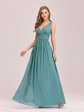Load image into Gallery viewer, COLOR=Dusty Blue | Sleeveless V-Neck Semi-Formal Chiffon Maxi Dress-Dusty Blue 4