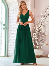 Load image into Gallery viewer, Color=Dark Green | Double V-Neck Elegant Maxi Long Wholesale Evening Dresses-Dark Green 3
