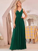 Load image into Gallery viewer, Color=Dark Green | Double V-Neck Elegant Maxi Long Wholesale Evening Dresses-Dark Green 4