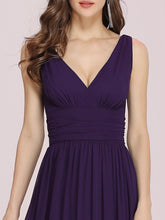 Load image into Gallery viewer, Color=Dark Purple | Double V-Neck Elegant Maxi Long Wholesale Evening Dresses-Dark Purple 5