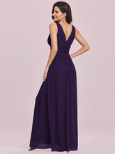 Load image into Gallery viewer, Color=Dark Purple | Double V-Neck Elegant Maxi Long Wholesale Evening Dresses-Dark Purple 4
