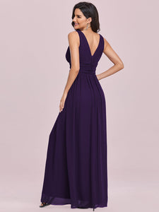 Color=Dark Purple | Double V-Neck Elegant Maxi Long Wholesale Evening Dresses-Dark Purple 4