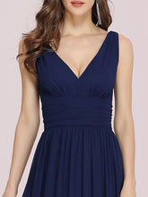 Load image into Gallery viewer, Color=Navy Blue | Double V-Neck Elegant Maxi Long Wholesale Evening Dresses-Navy Blue 5
