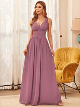 Load image into Gallery viewer, COLOR=Purple Orchid | Sleeveless V-Neck Semi-Formal Chiffon Maxi Dress-Purple Orchid 1