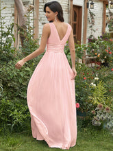 Load image into Gallery viewer, Color=Pink | Double V-Neck Elegant Maxi Long Wholesale Evening Dresses-Pink 3