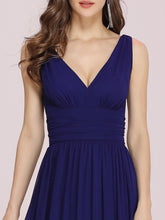 Load image into Gallery viewer, Color=Royal Blue | Double V-Neck Elegant Maxi Long Wholesale Evening Dresses-Royal Blue 5