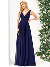 Load image into Gallery viewer, Color=Royal Blue | Double V-Neck Elegant Maxi Long Wholesale Evening Dresses-Royal Blue 1