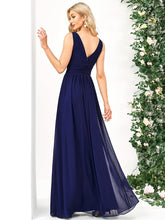 Load image into Gallery viewer, Color=Royal Blue | Double V-Neck Elegant Maxi Long Wholesale Evening Dresses-Royal Blue 2