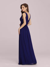 Load image into Gallery viewer, Color=Royal Blue | Double V-Neck Elegant Maxi Long Wholesale Evening Dresses-Royal Blue 3