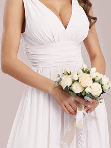 Color=White | Double V-Neck Elegant Maxi Long Wholesale Evening Dresses-White 5
