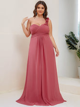 Load image into Gallery viewer, One Shoulder Plus Size Wholesale Chiffon Bridesmaid Dresses EP09768
