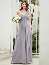 Load image into Gallery viewer, Color=Grey | Maxi Long One Shoulder Chiffon Bridesmaid Dresses For Wholesale-Grey 4