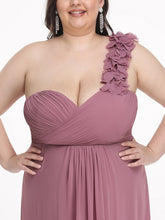 Load image into Gallery viewer, Color=Orchid | One Shoulder Plus Size Chiffon Bridesmaid Dresses For Wholesale-Orchid 5