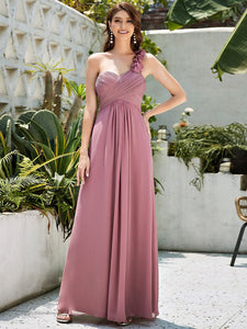 Color=Orchid | Maxi Long One Shoulder Chiffon Bridesmaid Dresses for Wholesale-Orchid 1