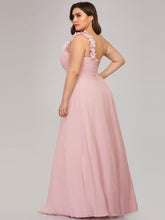 Load image into Gallery viewer, Color=Pink | One Shoulder Plus Size Chiffon Bridesmaid Dresses For Wholesale-Pink 2