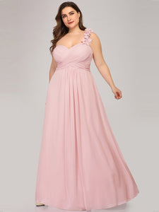 Color=Pink | One Shoulder Plus Size Chiffon Bridesmaid Dresses For Wholesale-Pink 3