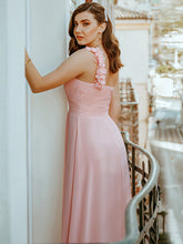 Load image into Gallery viewer, Color=Pink | Maxi Long One Shoulder Chiffon Bridesmaid Dresses For Wholesale-Pink 4