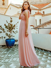 Load image into Gallery viewer, Color=Pink | Maxi Long One Shoulder Chiffon Bridesmaid Dresses For Wholesale-Pink 6