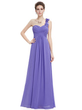 Load image into Gallery viewer, Color=Periwinkle | Maxi Long One Shoulder Chiffon Bridesmaid Dresses for Wholesale-Periwinkle 1