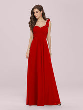 Load image into Gallery viewer, Color=Red | Maxi Long One Shoulder Chiffon Bridesmaid Dresses for Wholesale-Red 3