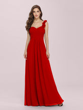 Load image into Gallery viewer, Color=Red | Maxi Long One Shoulder Chiffon Bridesmaid Dresses for Wholesale-Red 4