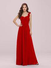 Load image into Gallery viewer, Color=Red | Maxi Long One Shoulder Chiffon Bridesmaid Dresses for Wholesale-Red 1