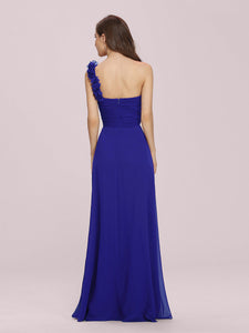 Color=Sapphire Blue | Maxi Long One Shoulder Chiffon Bridesmaid Dresses for Wholesale-Sapphire Blue 2