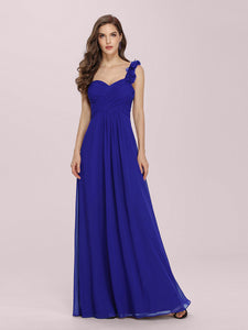 Color=Sapphire Blue | Maxi Long One Shoulder Chiffon Bridesmaid Dresses for Wholesale-Sapphire Blue 4